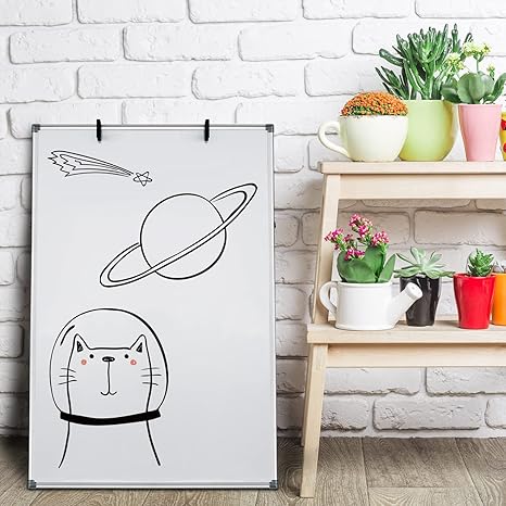 Versatile double-sided dry erase board with adjustable stand and flipchart hooks for presentations a.