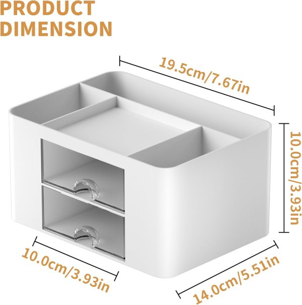 Multi-functional pencil holder with top tray and notebook holder white
