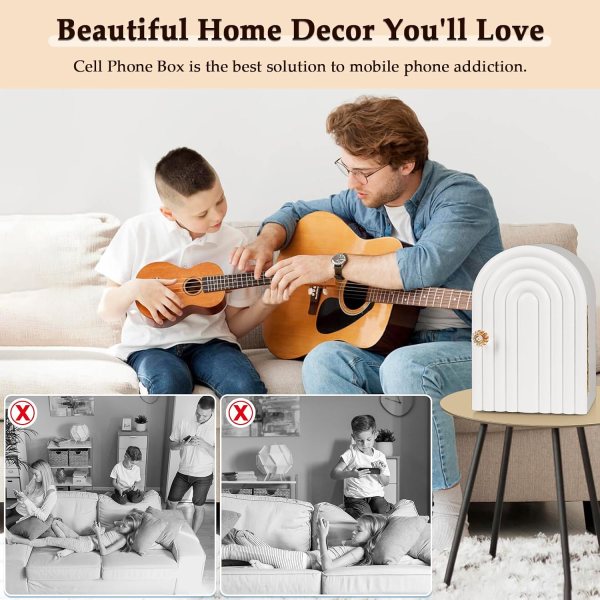 white bamboo phone box for family time