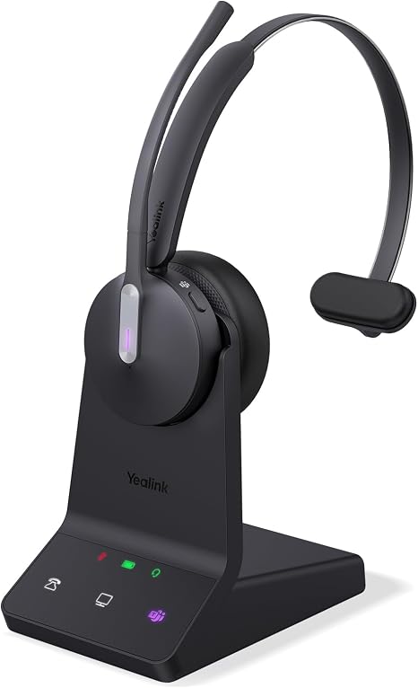 WH64 Wireless Headset, DECT & Bluetooth Dual-Mode 606 ft Range Headset for Teams Zoom, Skype, UC, Office Work, Desk IP Phone, PC, Cell Phone, Noise-Canceling, 26 hrs Talk Time