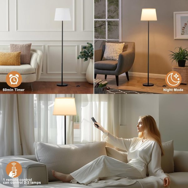 Adjustable LED Floor Lamp with Remote Control and Night Mode.