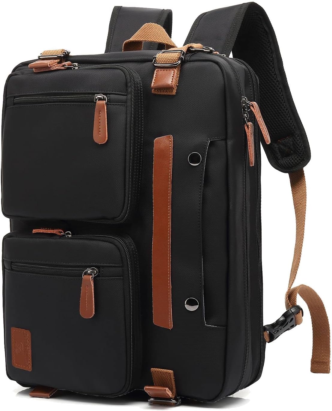 Laptop Backpack for 17.3-Inch Laptop with 12 Pockets – Multifunctional, Waterproof Work & Travel Backpack with PU Leather Design and Adjustable Shoulder Straps