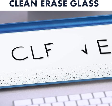 Modern glass dry erase board with clean surface and magnetic letters.
