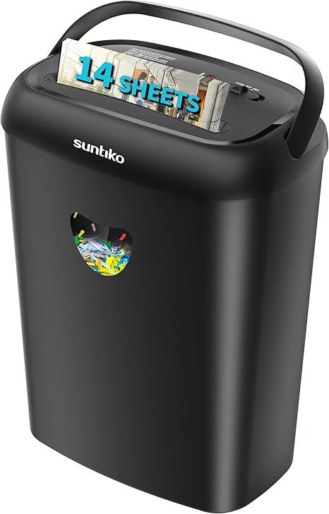 Heavy-Duty Paper Shredder – Jam-Proof, 14-Sheet Capacity, Cross-Cut, P-4 Security for Home & Office Use