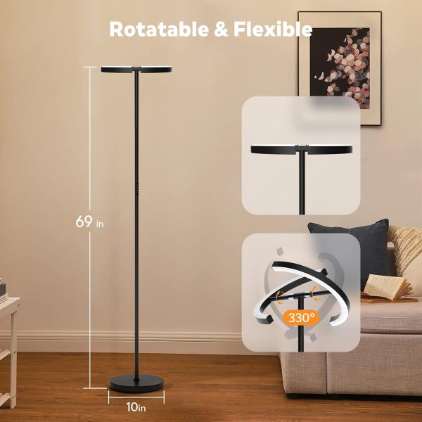 RGB Floor Lamp with Adjustable Brightness and 330° Rotatable Head.