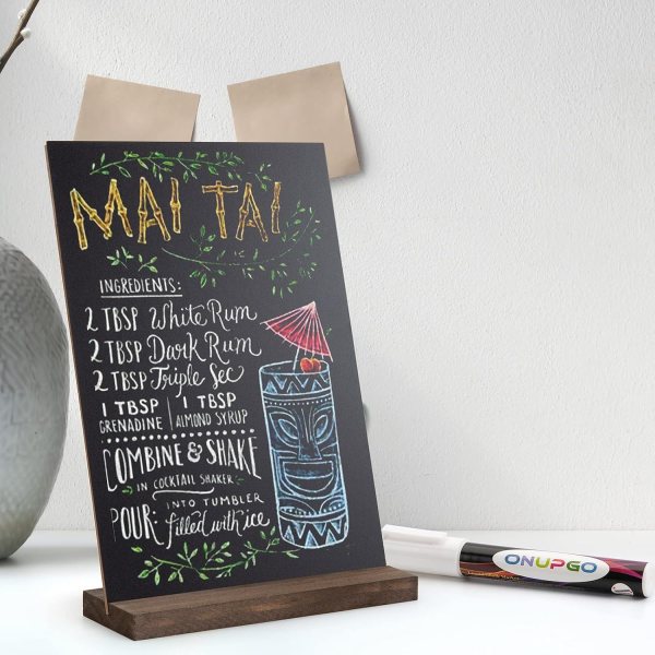 Mini chalkboard sign with tiki drink illustration for weddings and parties.