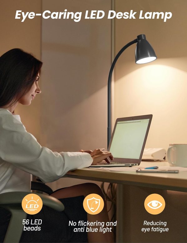 Girl with laptop sitting under LED Desk Lamp