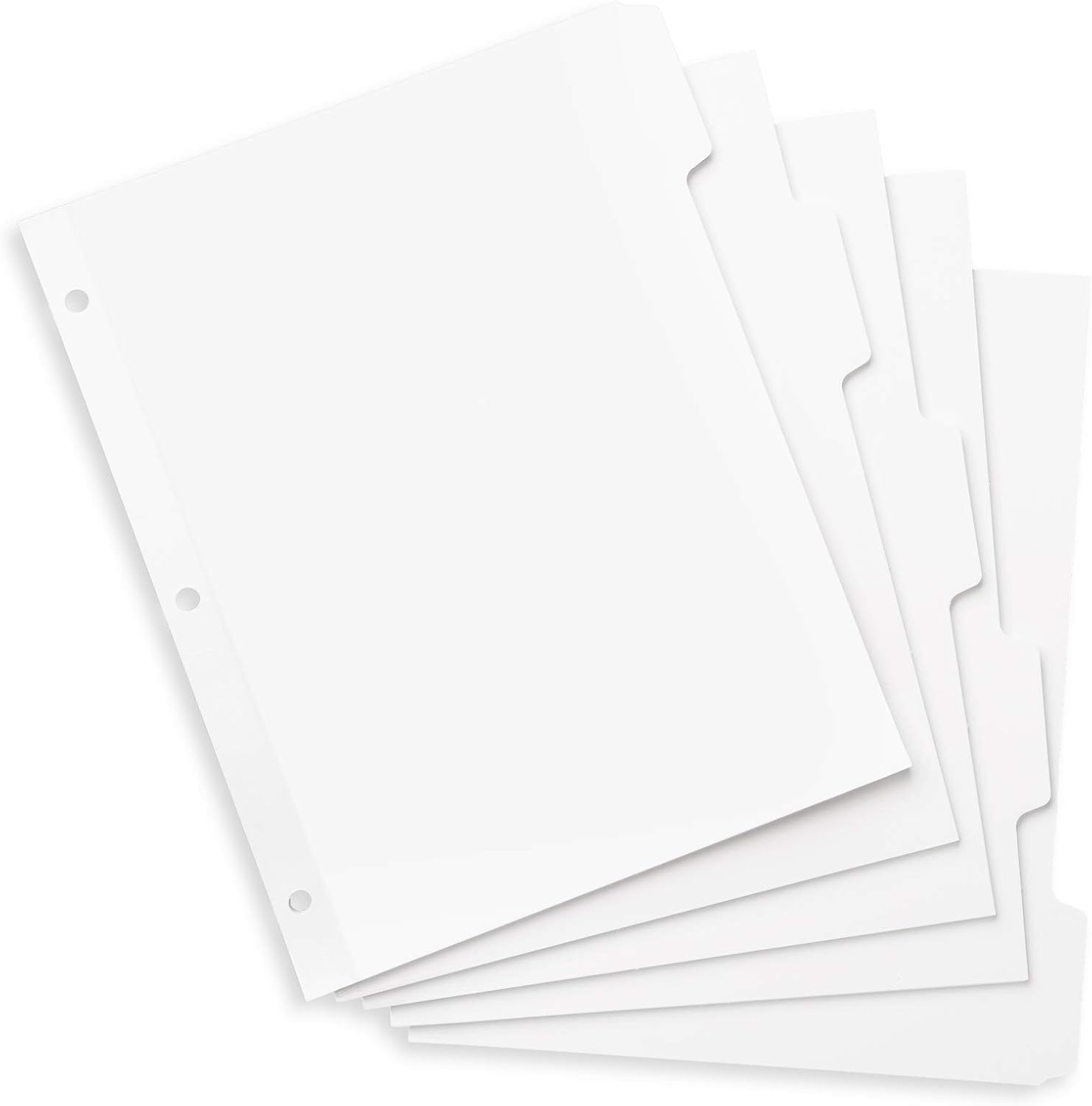 Tabbed Dividers for 3 Ring Binders, 5 Tab Section Dividers with Reinforced Edge – Bulk Pack of 100 for School, Office, and Home Organization