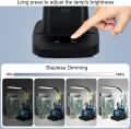 Wireless charging LED desk lamp with adjustable gooseneck, touch control, and multiple color modes f.