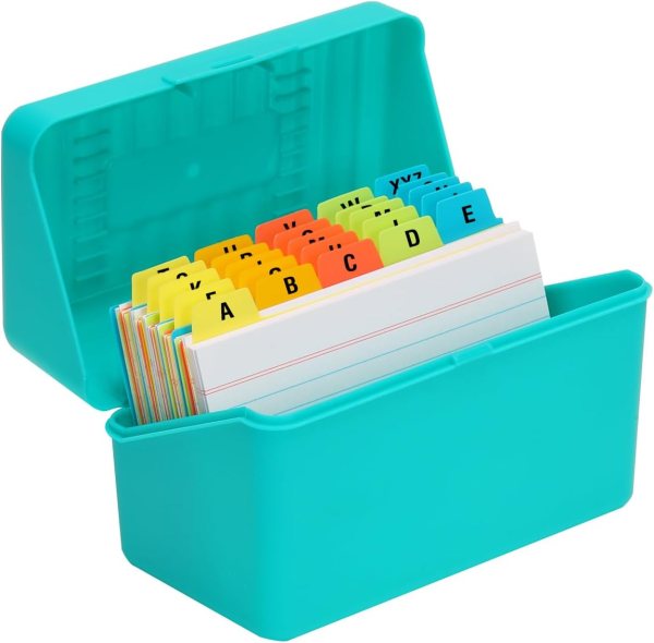 Index Card Holder Box with Dividers and Ruled Index Cards – Perfect for Organizing 3×5 Cards, Flashcards, Notecards, and More