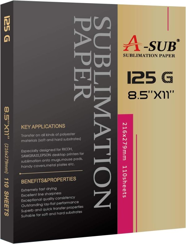 Sublimation paper 8.5x11 inch 110 sheets for sublimation printer 125g