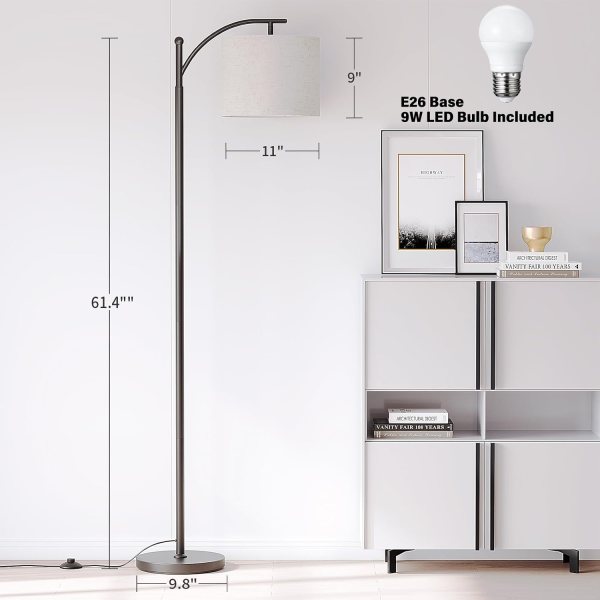 LED Floor Lamp with Adjustable Shade for Living Room & Bedroom.