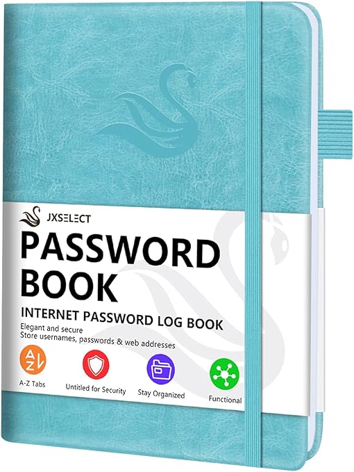 Secure Password Keeper Book with A-Z Tabs for Quick Access – Thick No-Bleed Paper, Premium Quality Leatherette Hardcover, Perfect for Organizing Your Passwords