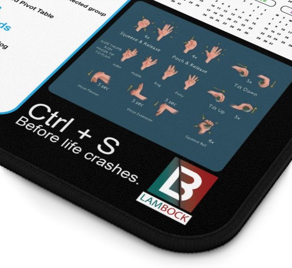 Excel Cheat Sheet Desk Pad-12″×18″ Excel Shortcuts Mousepad-Desk Matt for Desktop-Desk Blotter Mat, Desk Protector Mat