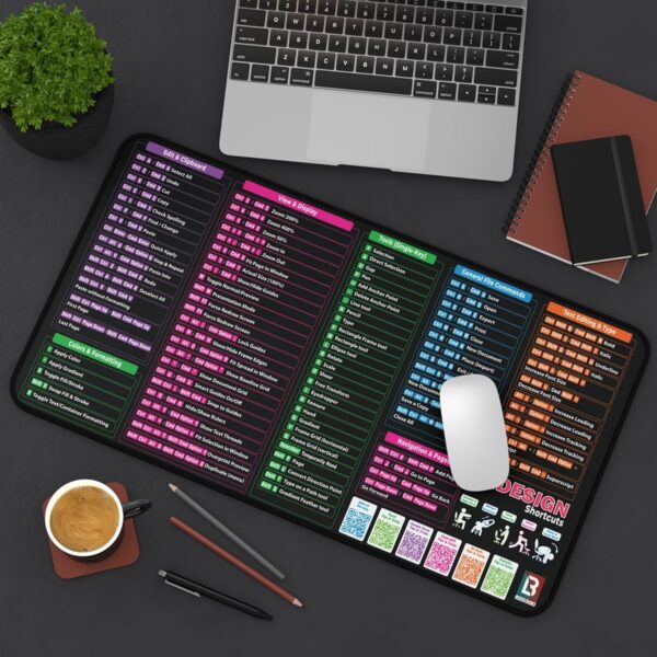 InDesign Cheat Sheet Desk Pad – InDesign Shortcuts Desk Mat – Desk Matt for Desktop – Desk Blotter Mat, Desk Protector Mat